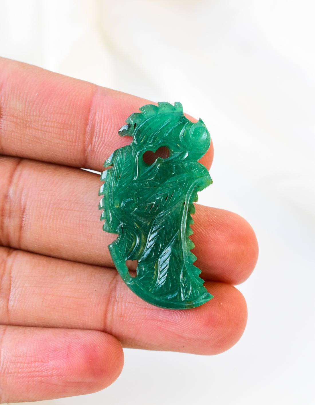 32 Ct. Antique Emerald Mughal Carving