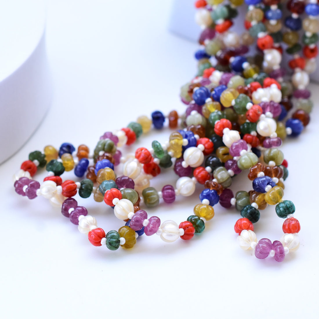 Precious Navratna Multi Stone Melon Beads