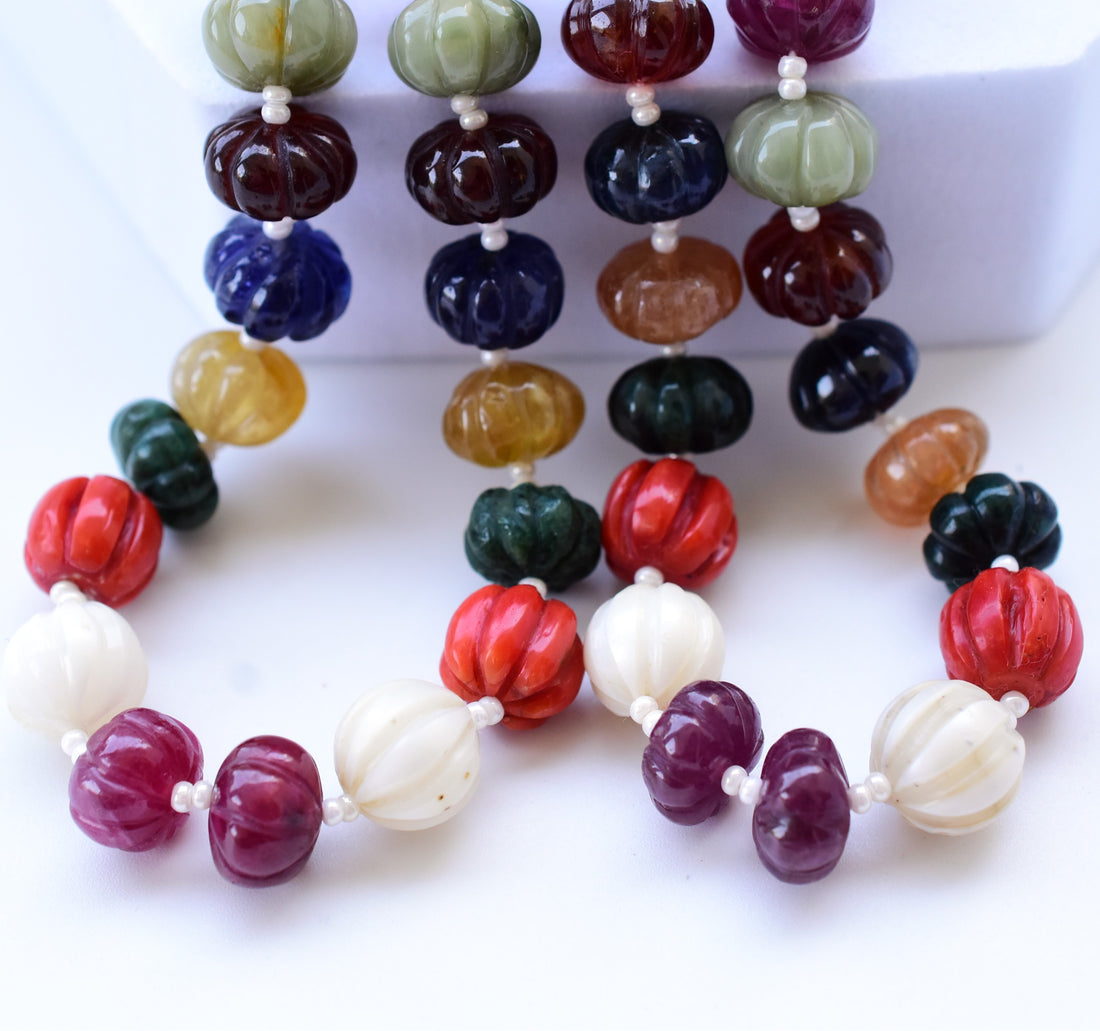 12mm Large Navratan Melon Beads