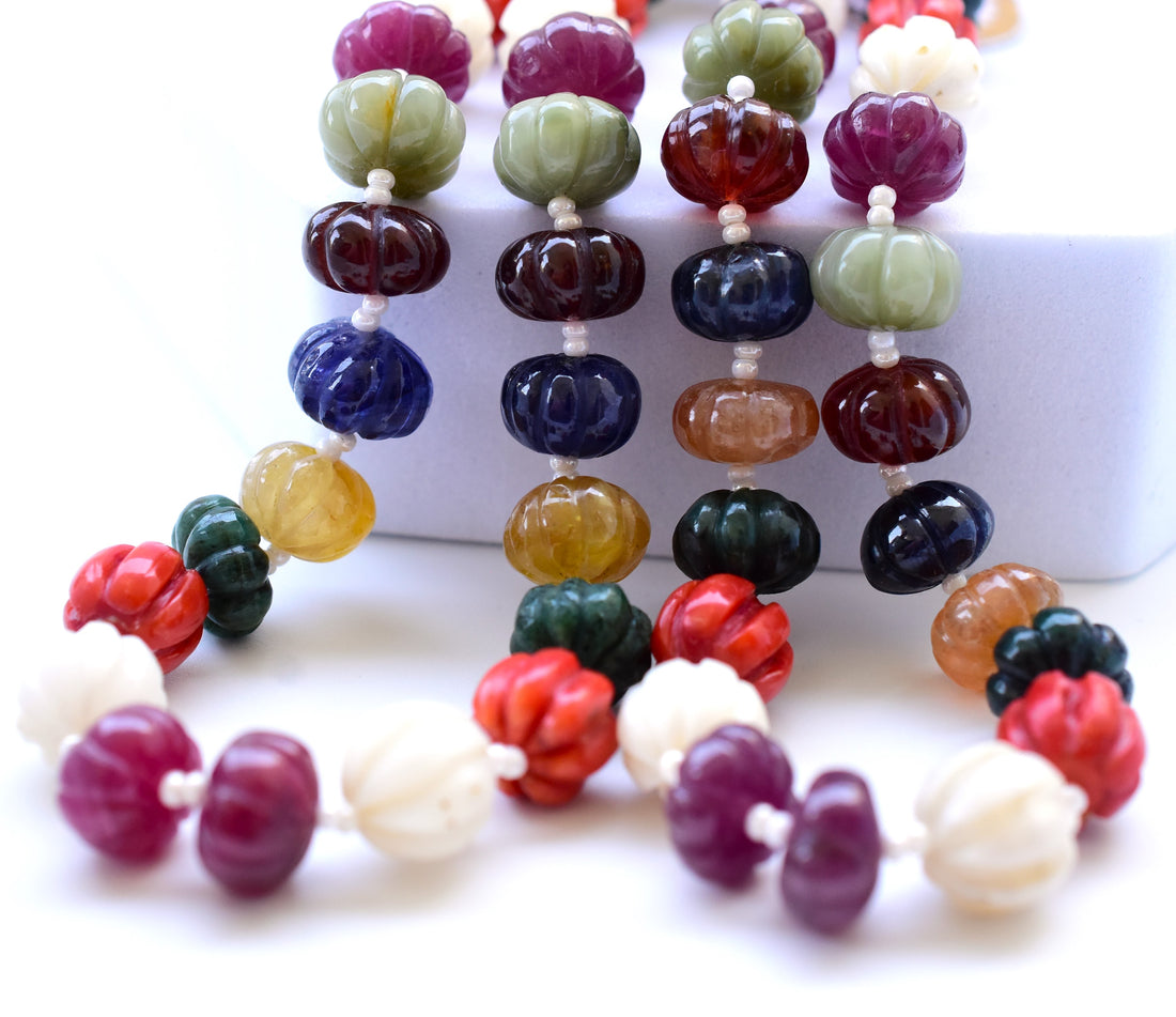 12mm Large Navratan Melon Beads