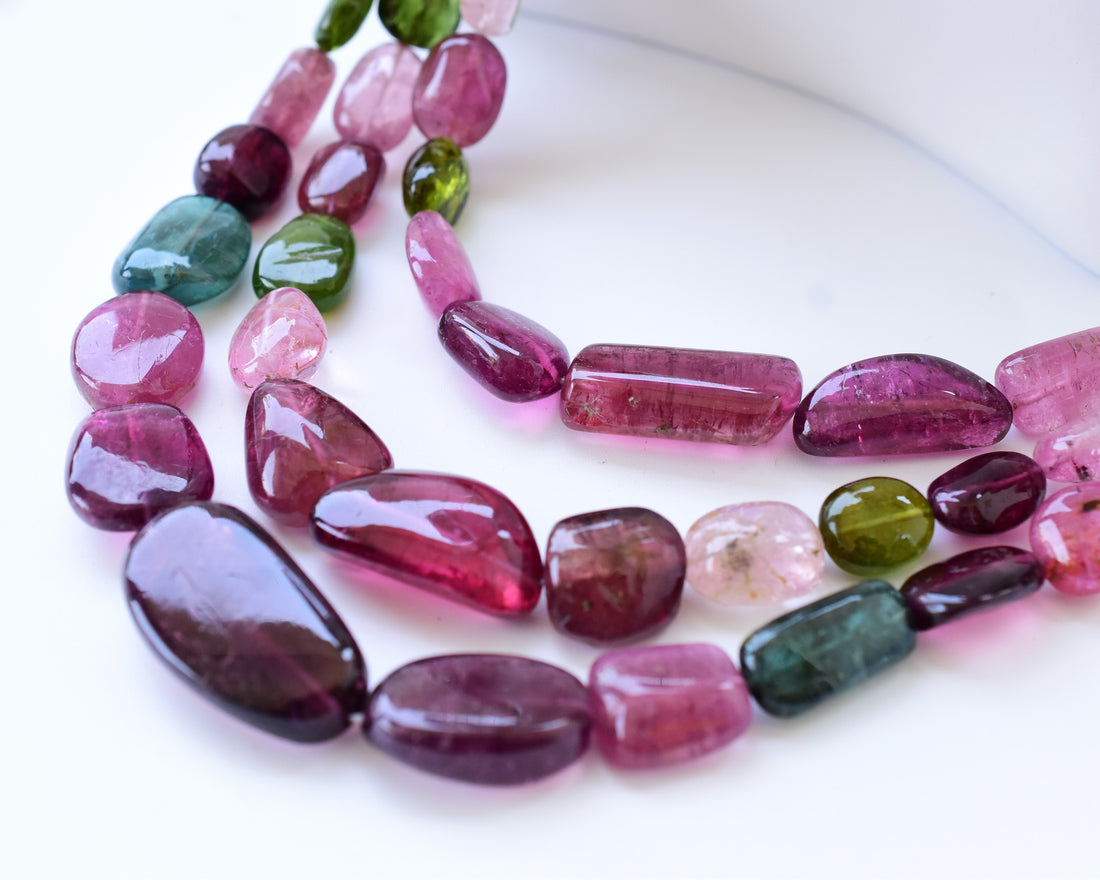 Fine Quality Multi Tourmaline Gem Tumble Necklace