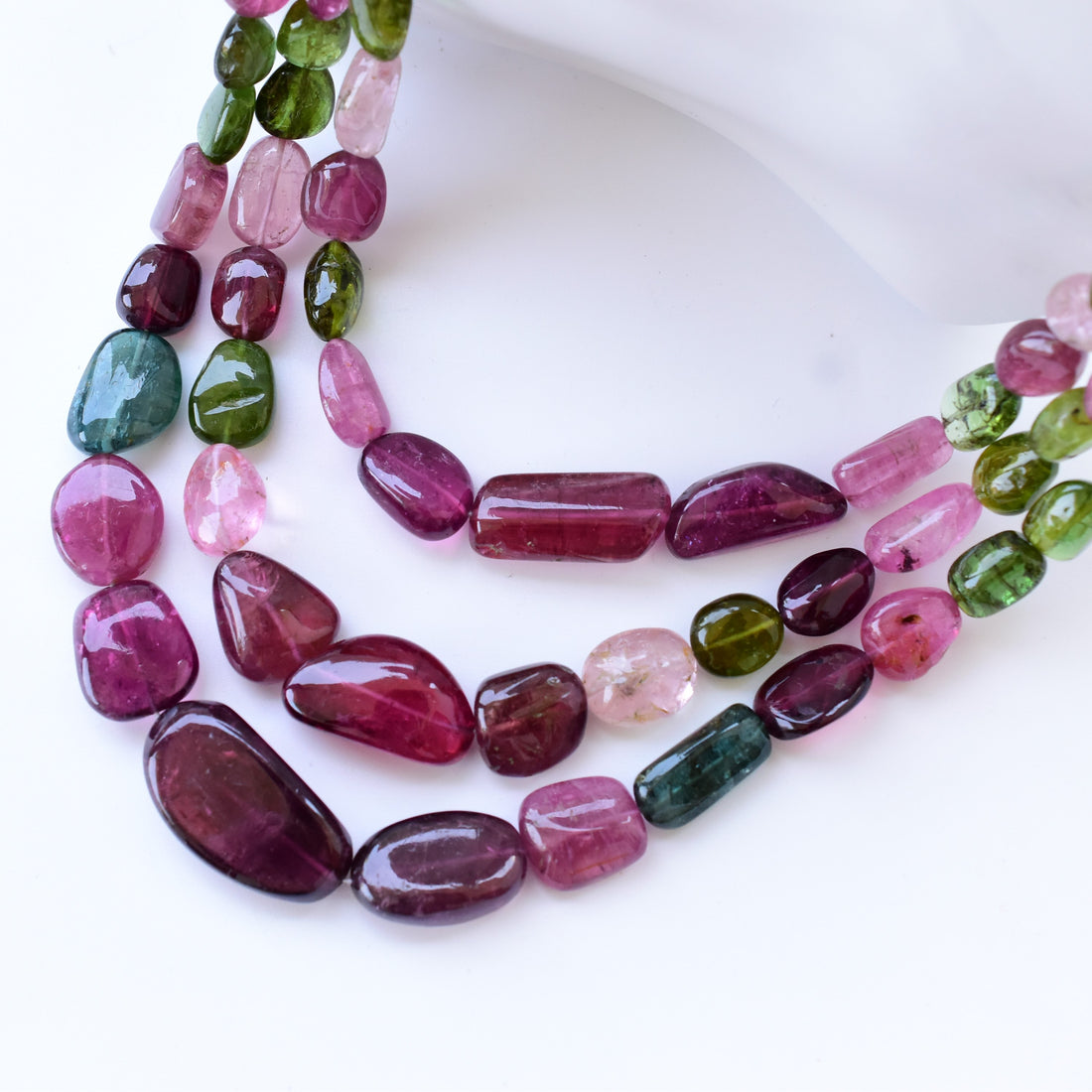 Fine Quality Multi Tourmaline Gem Tumble Necklace