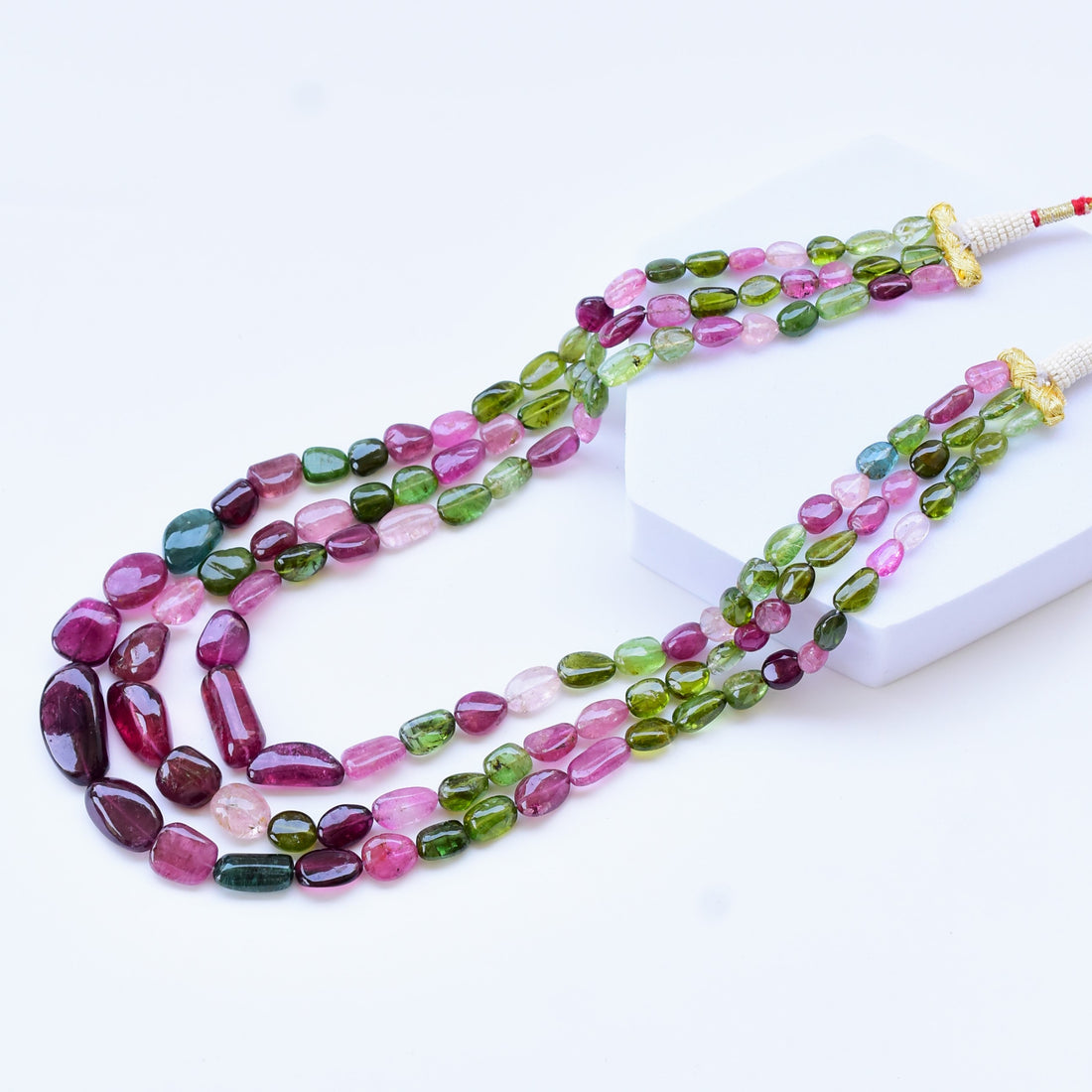 Fine Quality Multi Tourmaline Gem Tumble Necklace