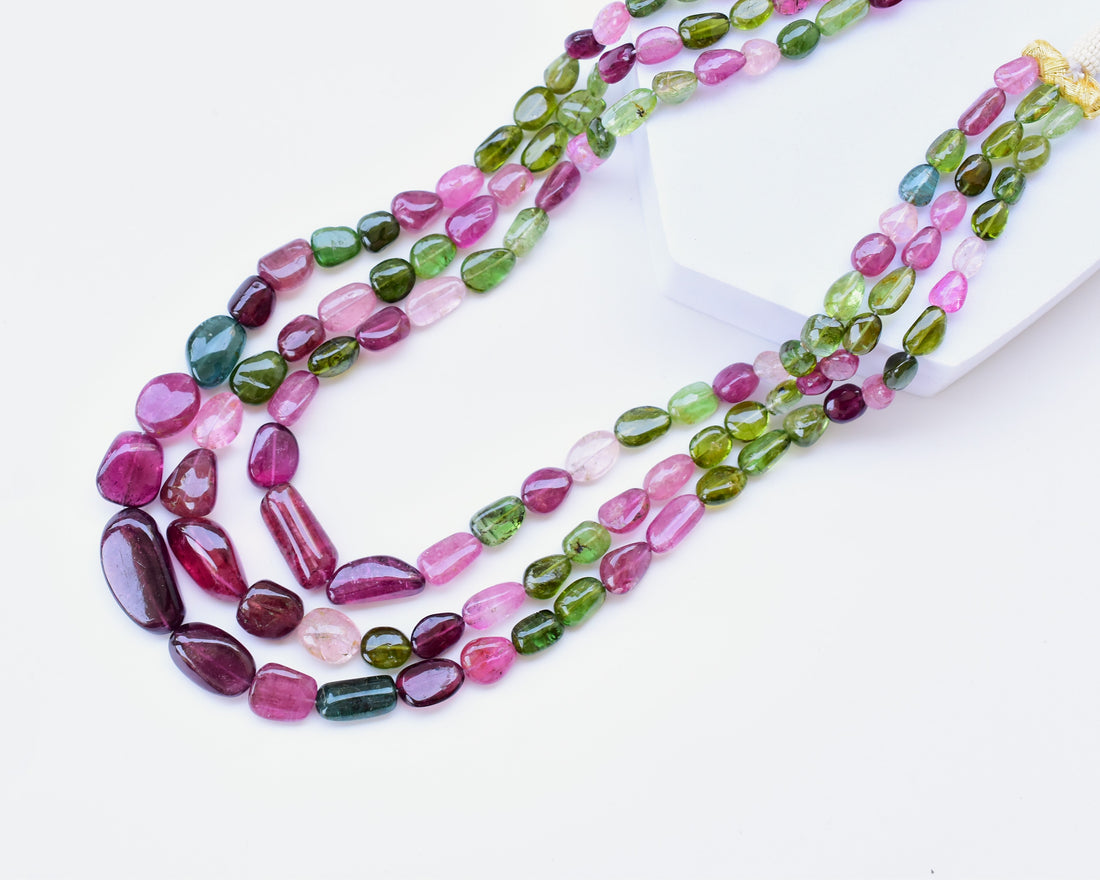 Fine Quality Multi Tourmaline Gem Tumble Necklace