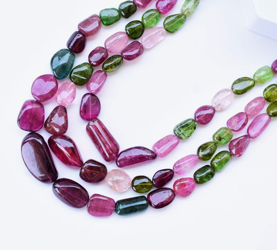 Fine Quality Multi Tourmaline Gem Tumble Necklace