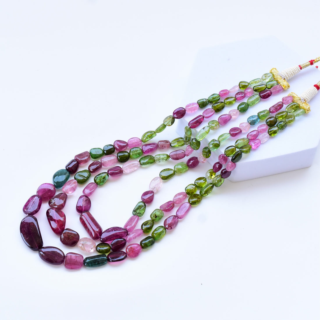 Fine Quality Multi Tourmaline Gem Tumble Necklace