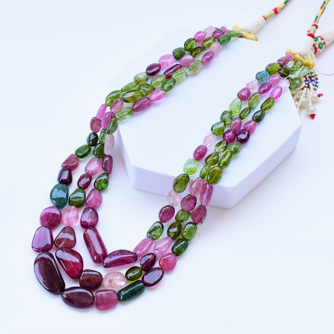 Fine Quality Multi Tourmaline Gem Tumble Necklace