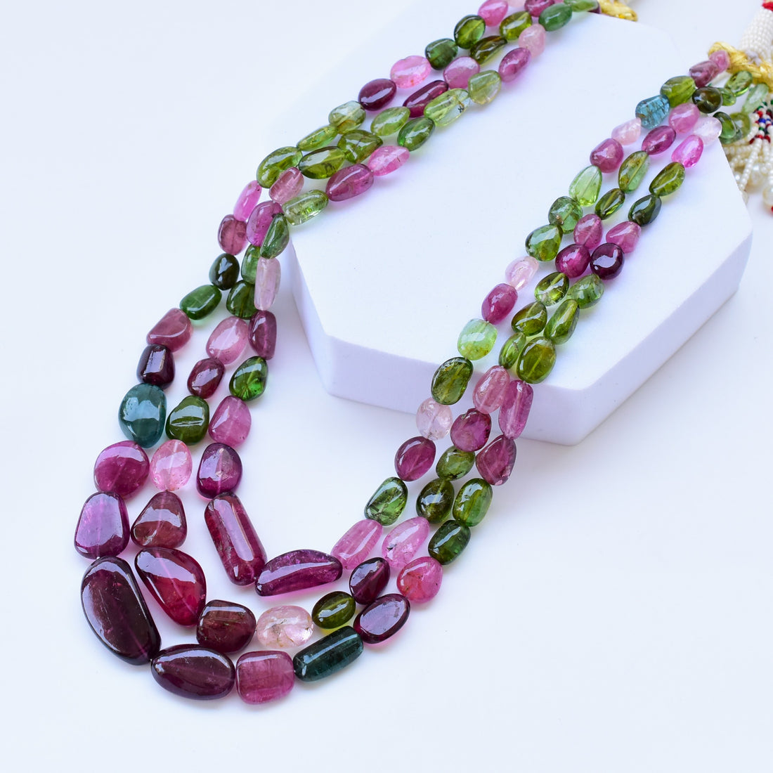 Fine Quality Multi Tourmaline Gem Tumble Necklace