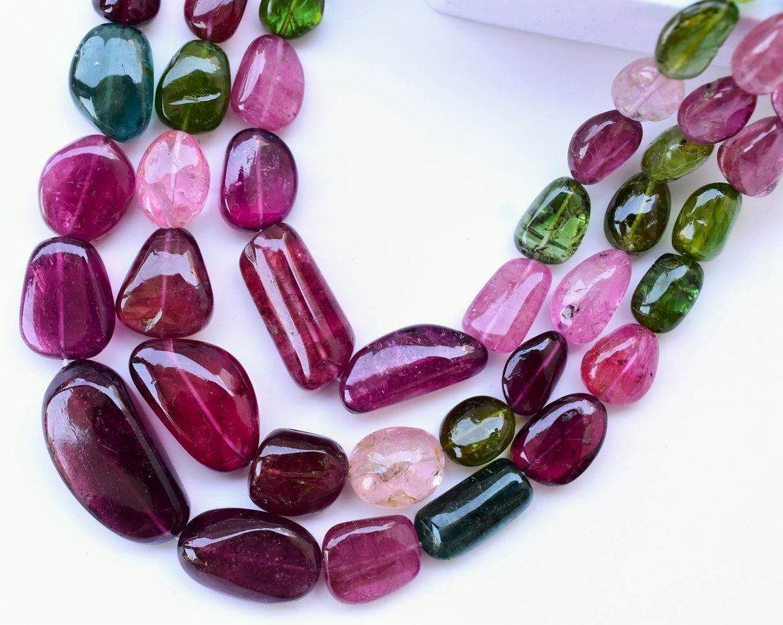 Fine Quality Multi Tourmaline Gem Tumble Necklace